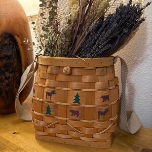 Creel Fishing Basket with Forest Motif